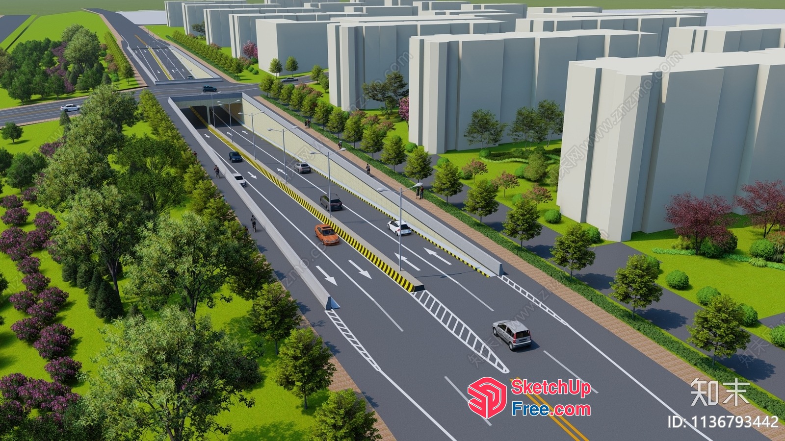 Highway Overpass And Underpass Intersection 3D SketchUp File