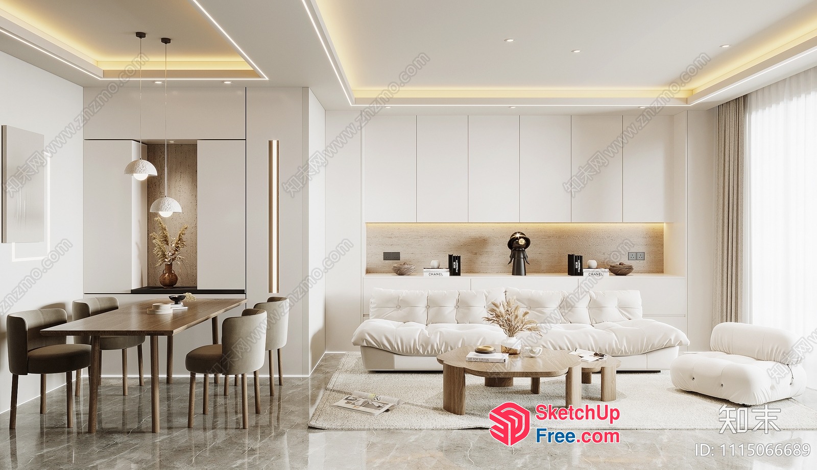 Modern Minimalist Interior Design With Neutral Color Palette 3D SketchUp File