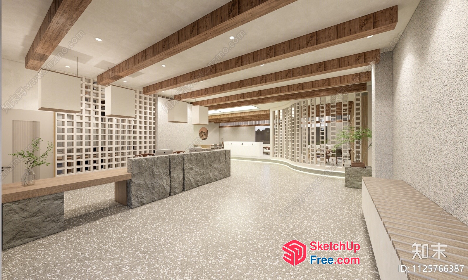 Elegant Modern Japanese-Style Interior Design 3D SketchUp File