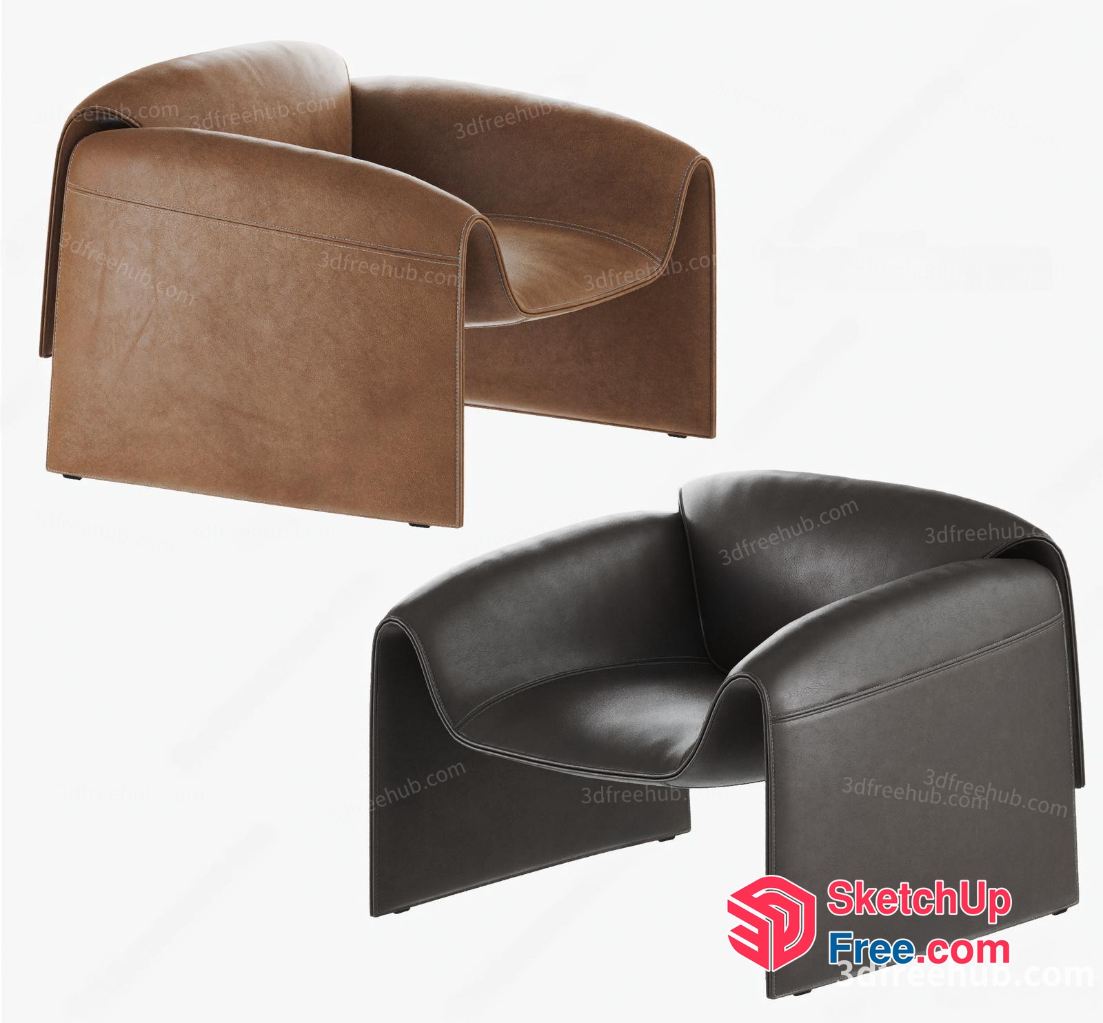 Stylish Modern Leather Chairs 3D SketchUp File