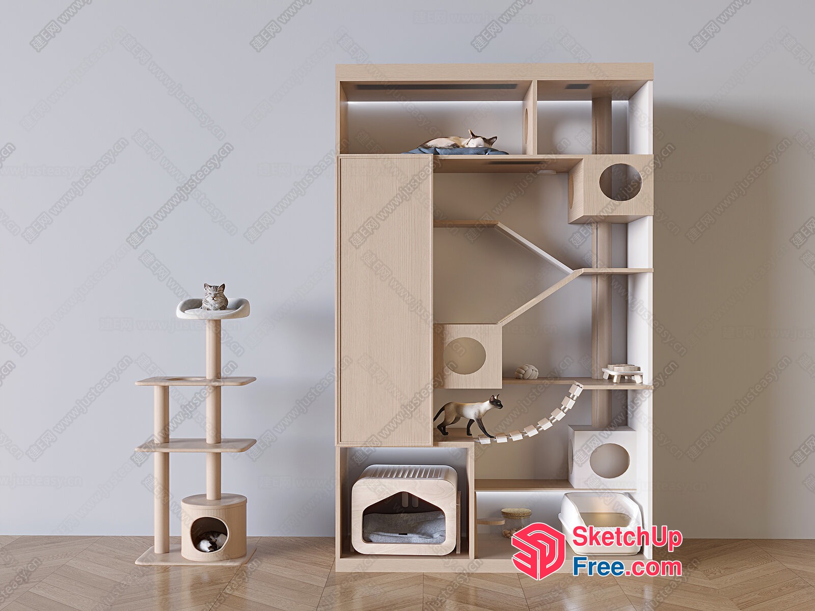 Modern Cat Playground And Accessories 3D SketchUp File