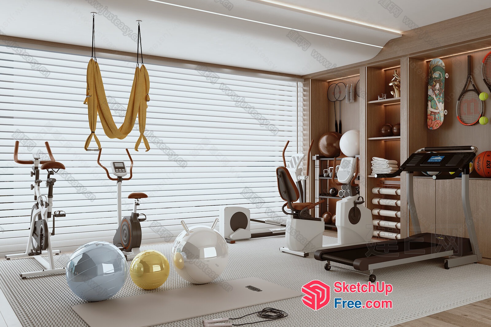 Elegant And Modern Gym Interior Design 3D SketchUp File