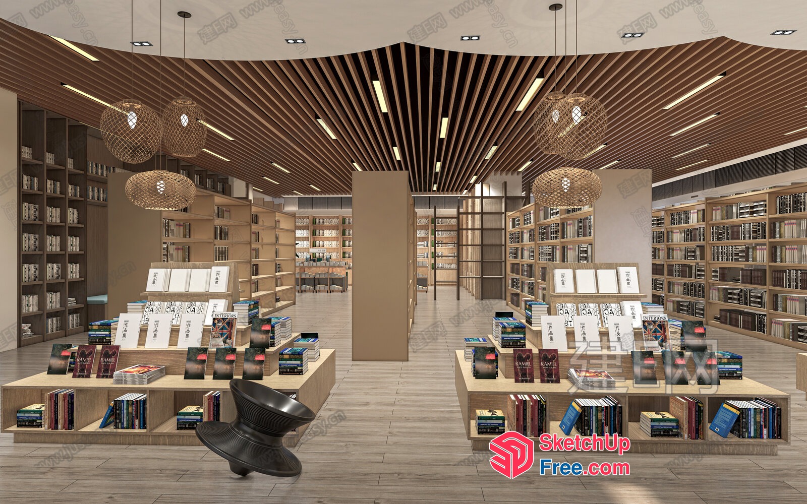 Luxurious Modern Library Interior Design 3D SketchUp File