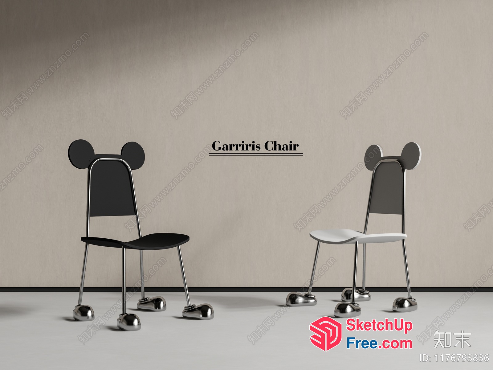 Modern Minimalist Mickey Mouse Chair Design 3D SketchUp File