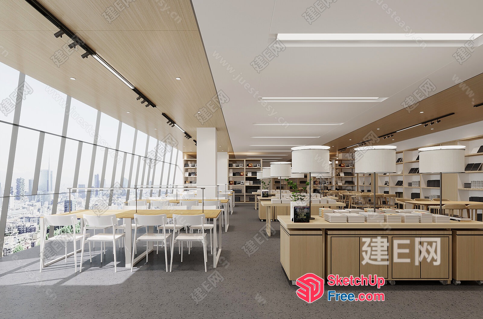 Modern Minimalist Office Interior With City View 3D SketchUp File