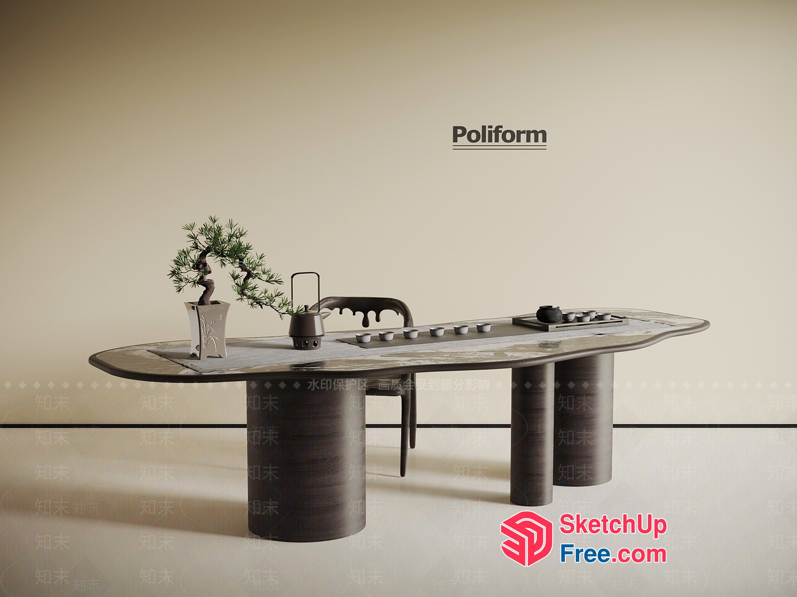 Poliform Dining Table 3D SketchUp File
