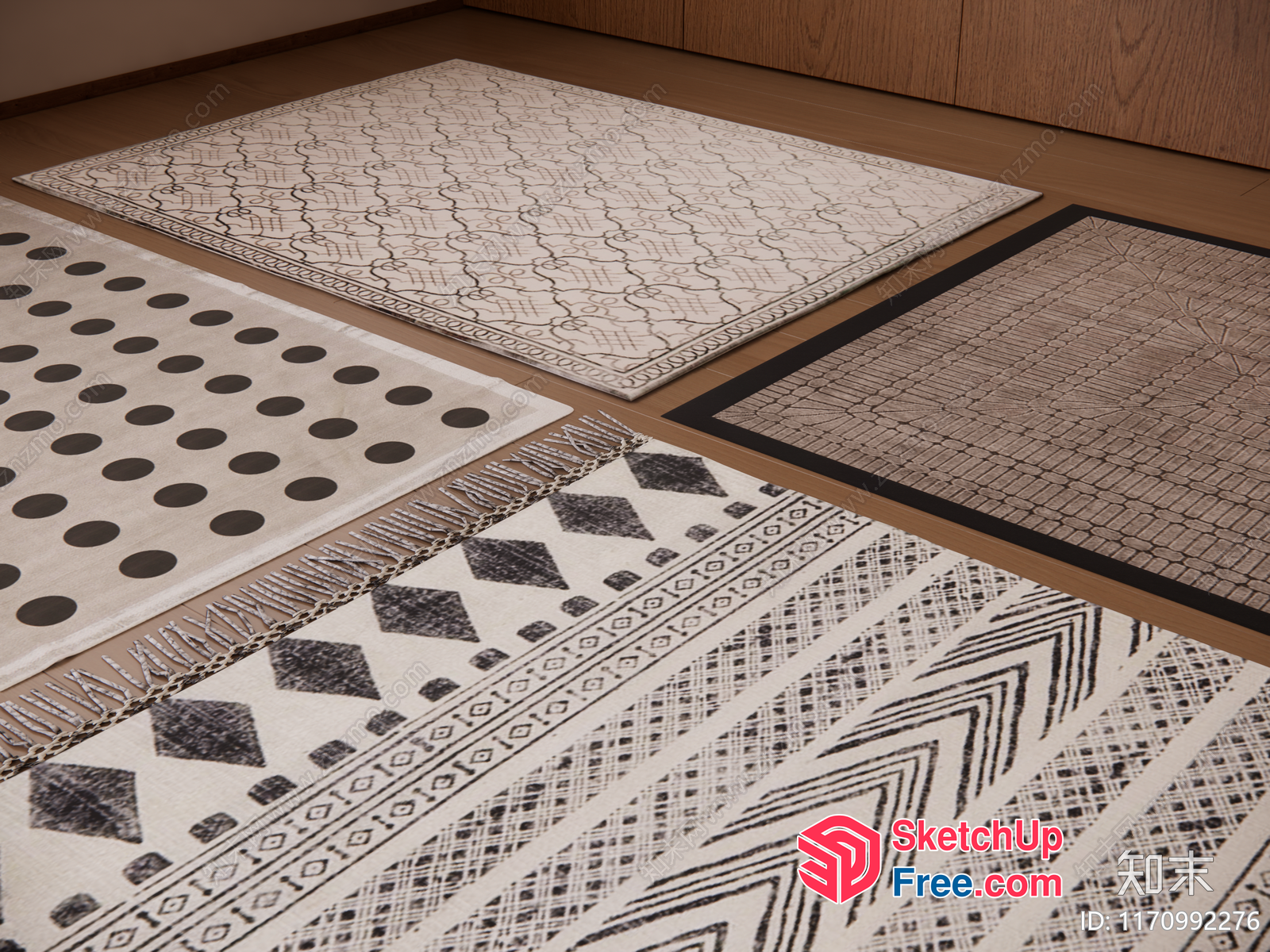 Patterned Rugs In A Modern Home Interior 3D SketchUp File