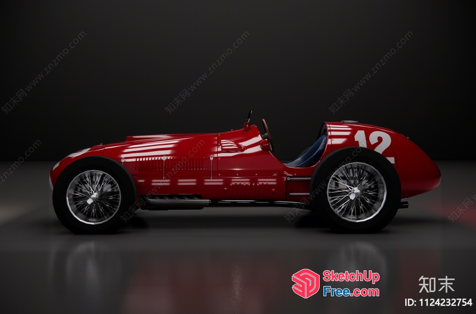 Vintage Red Race Car 3D SketchUp File