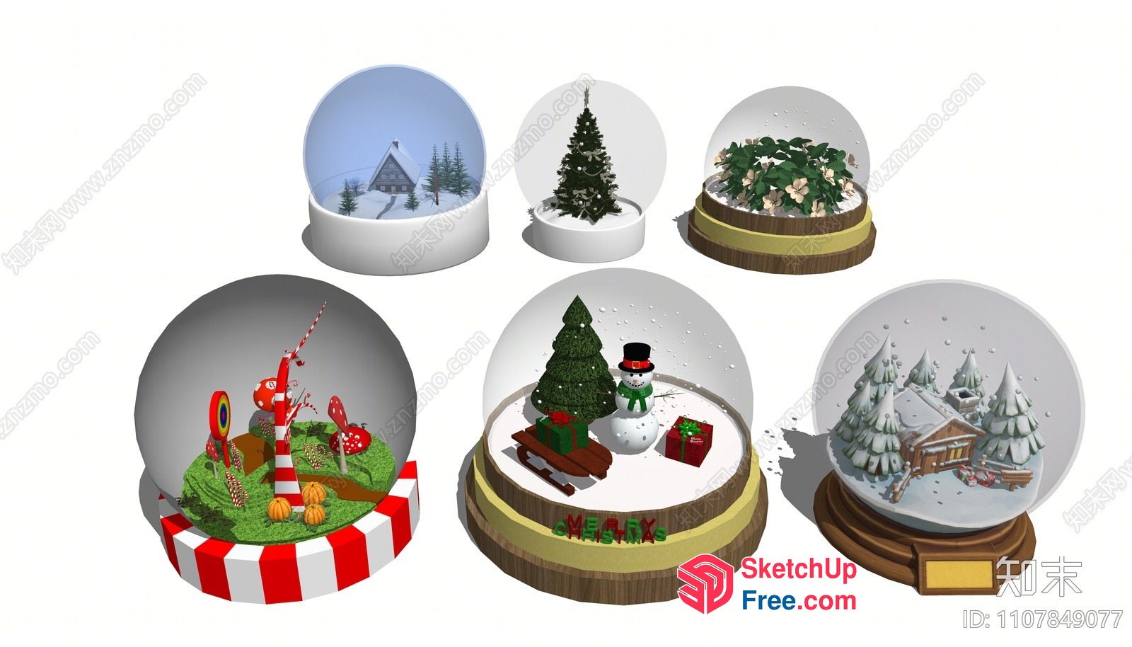 Christmas Themed Snow Globes 3D SketchUp File