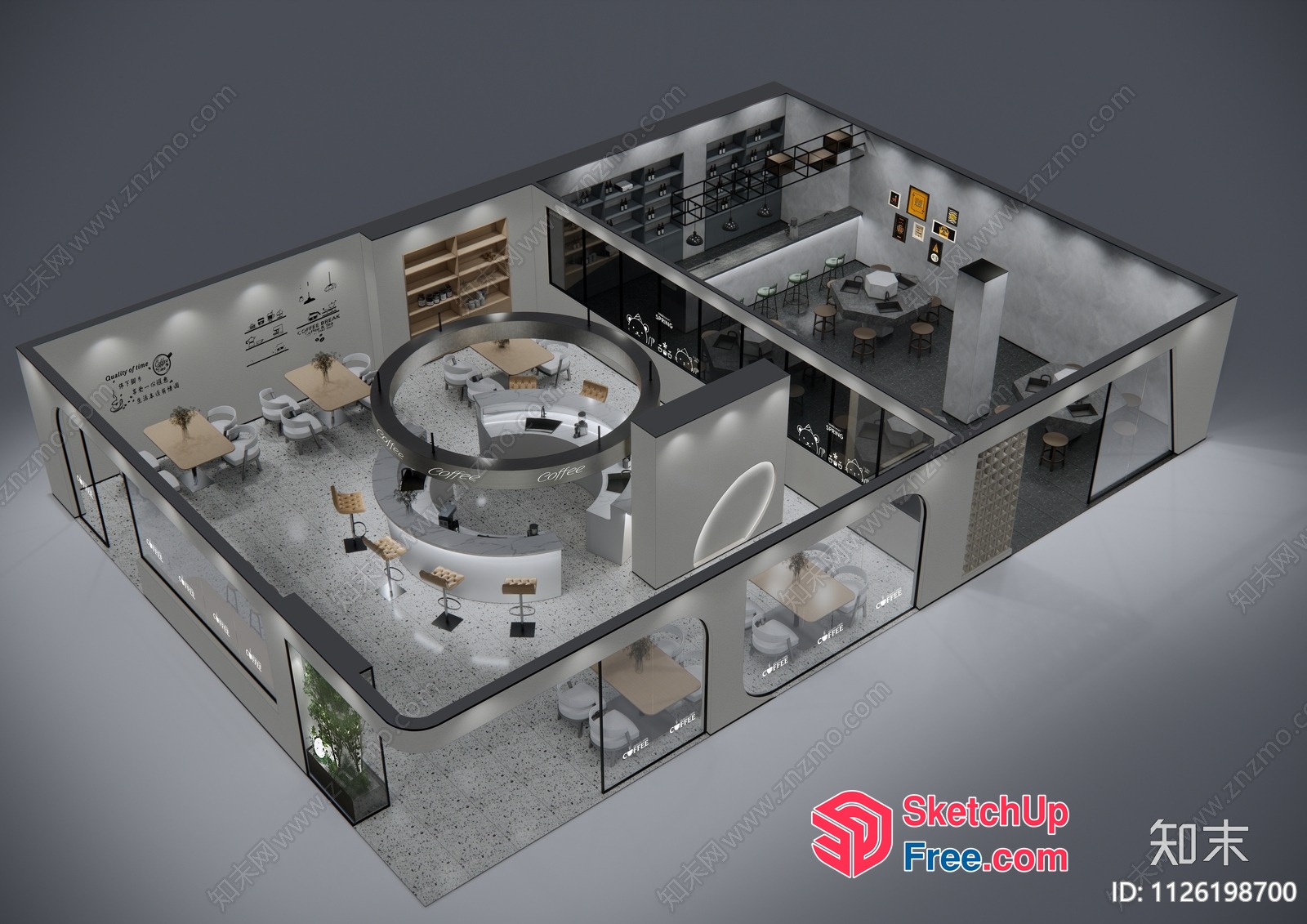 Modern Minimalist Coffee Shop 3D SketchUp File