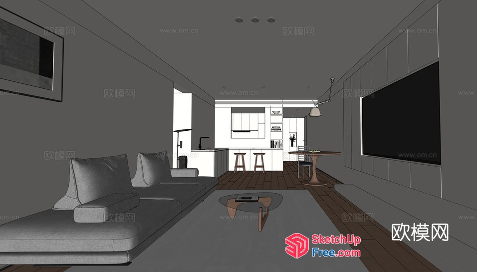 Modern Minimalist Living Room Design With Clean Lines And Natural Materials 3D SketchUp File