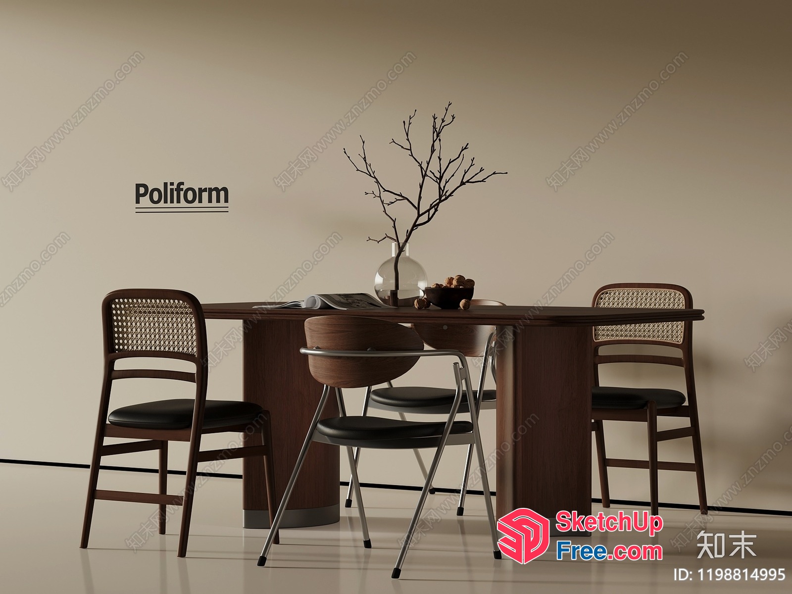 Modern Dining Room Furniture Set 3D SketchUp File