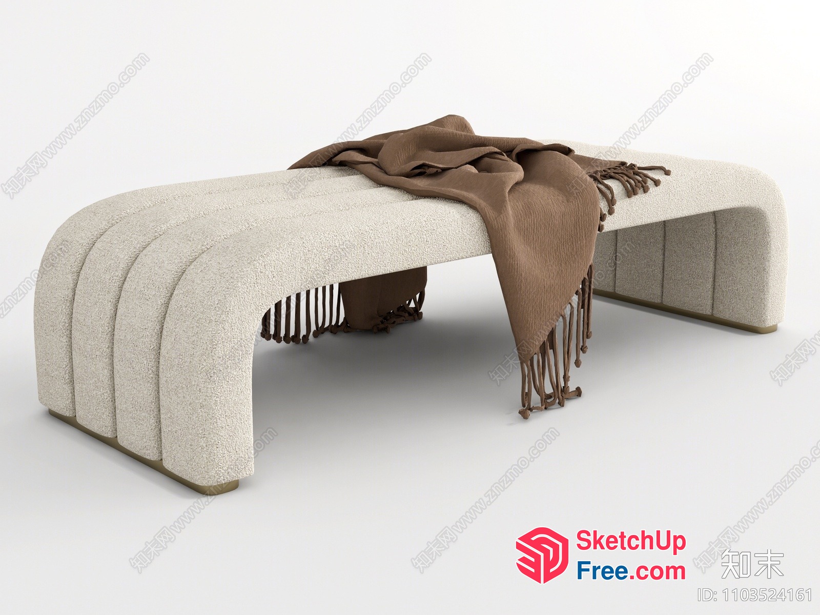 Elegant Curved Bench With Brown Throw 3D SketchUp File