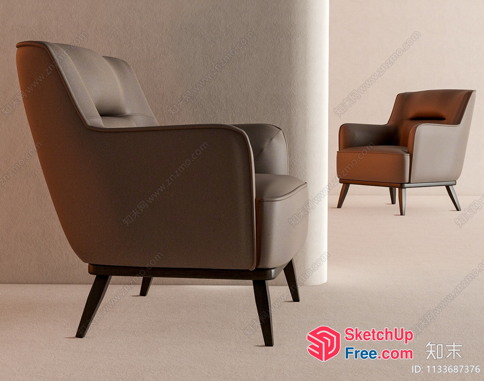 Modern Minimalist Leather Armchair Collection 3D SketchUp File