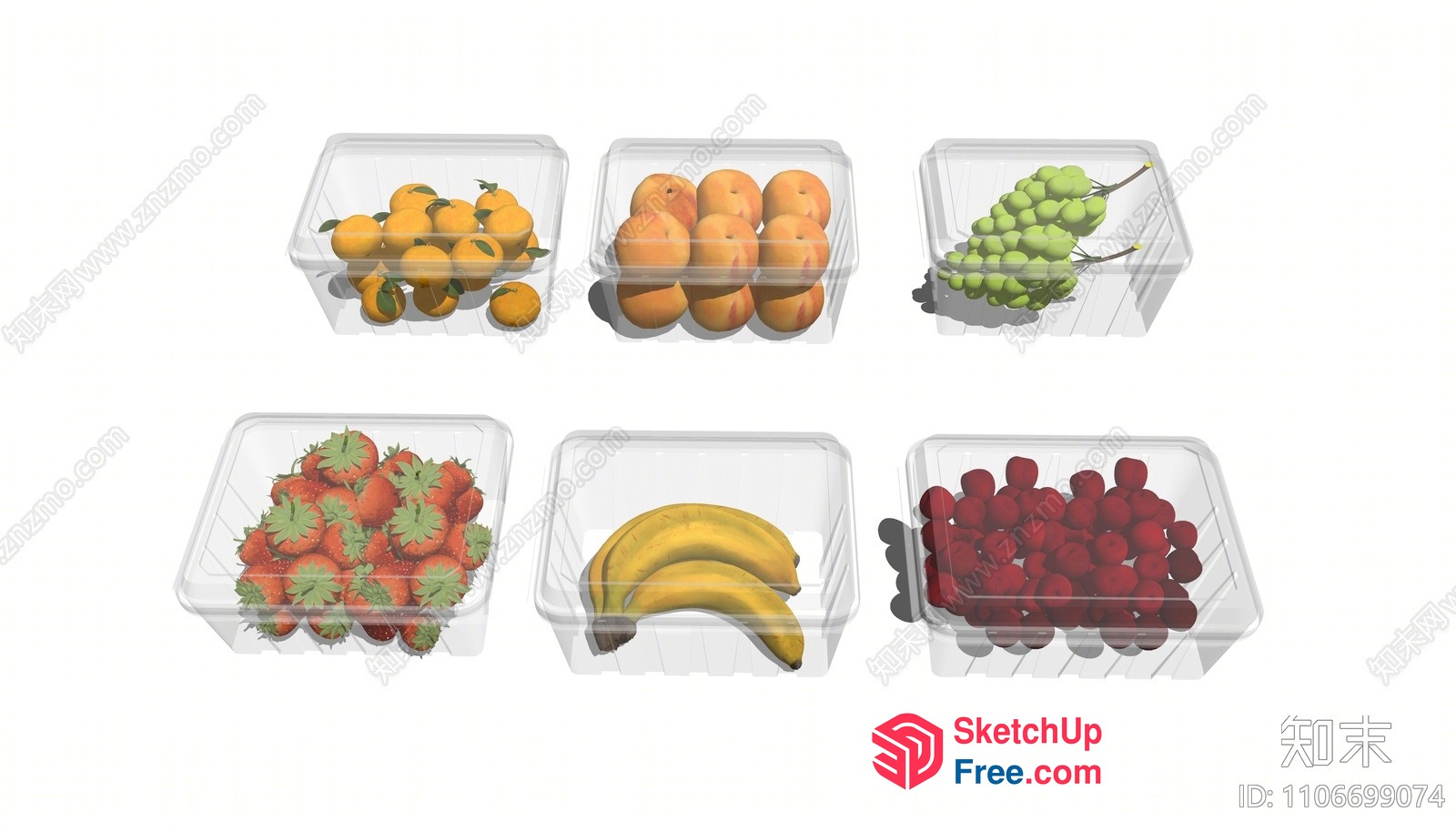 Fruits Displayed In Plastic Containers 3D SketchUp File
