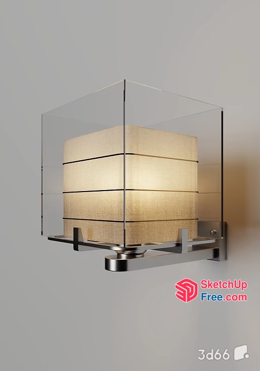 Modern Glass And Metal Wall Light Fixture 3D SketchUp File