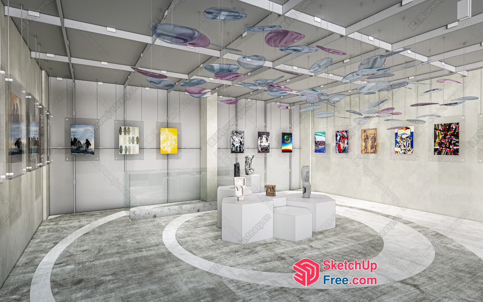 Modern Art Gallery Interior 3D SketchUp File
