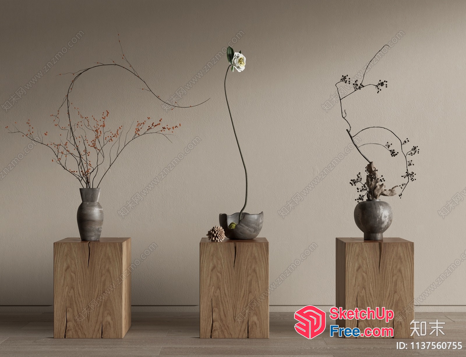 Simple Elegant Modern Minimalist Wabi-Sabi Style Vases 3D SketchUp File
