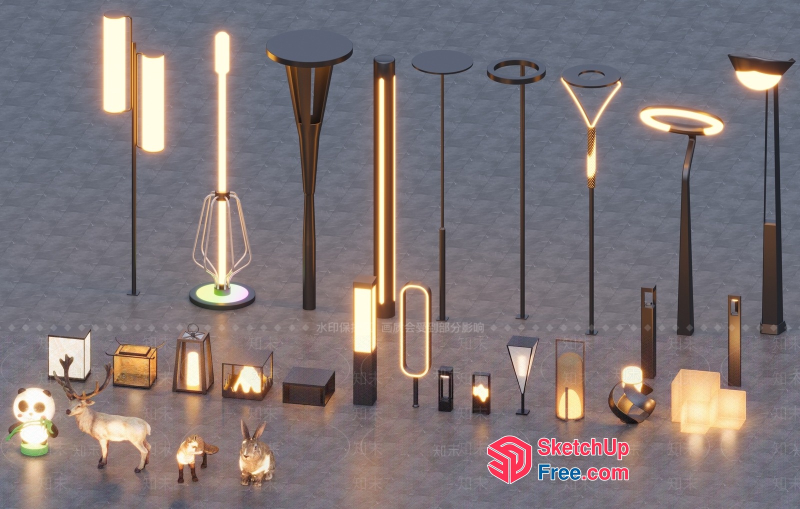 Modern Outdoor Lighting Collection 3D SketchUp File