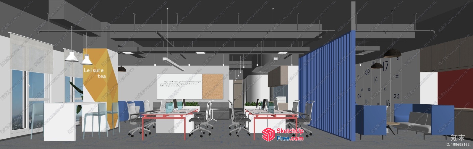 Modern Office Space With Sleek Furniture And Natural Light 3D SketchUp File