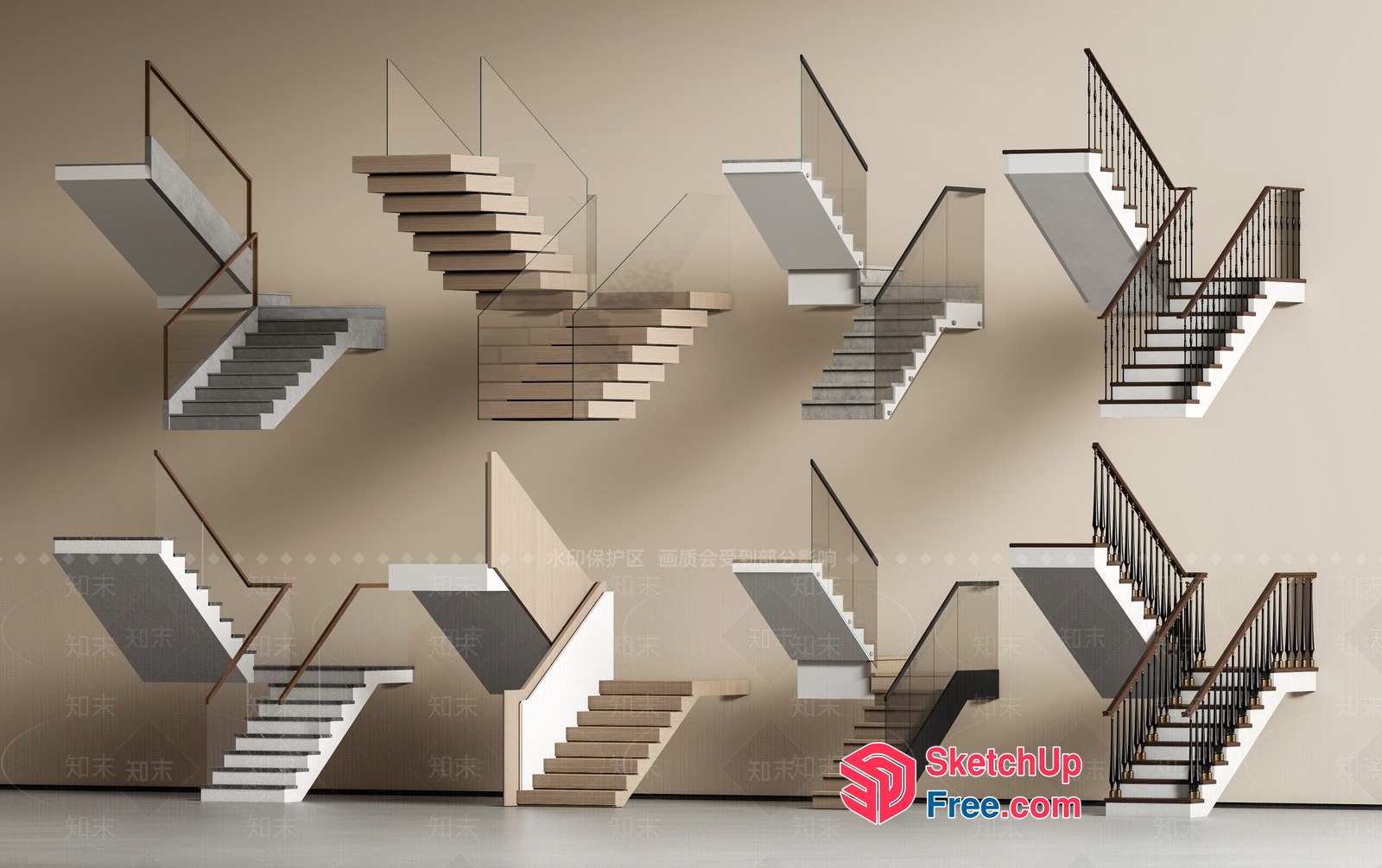 Stairway Designs In Various Styles 3D SketchUp File