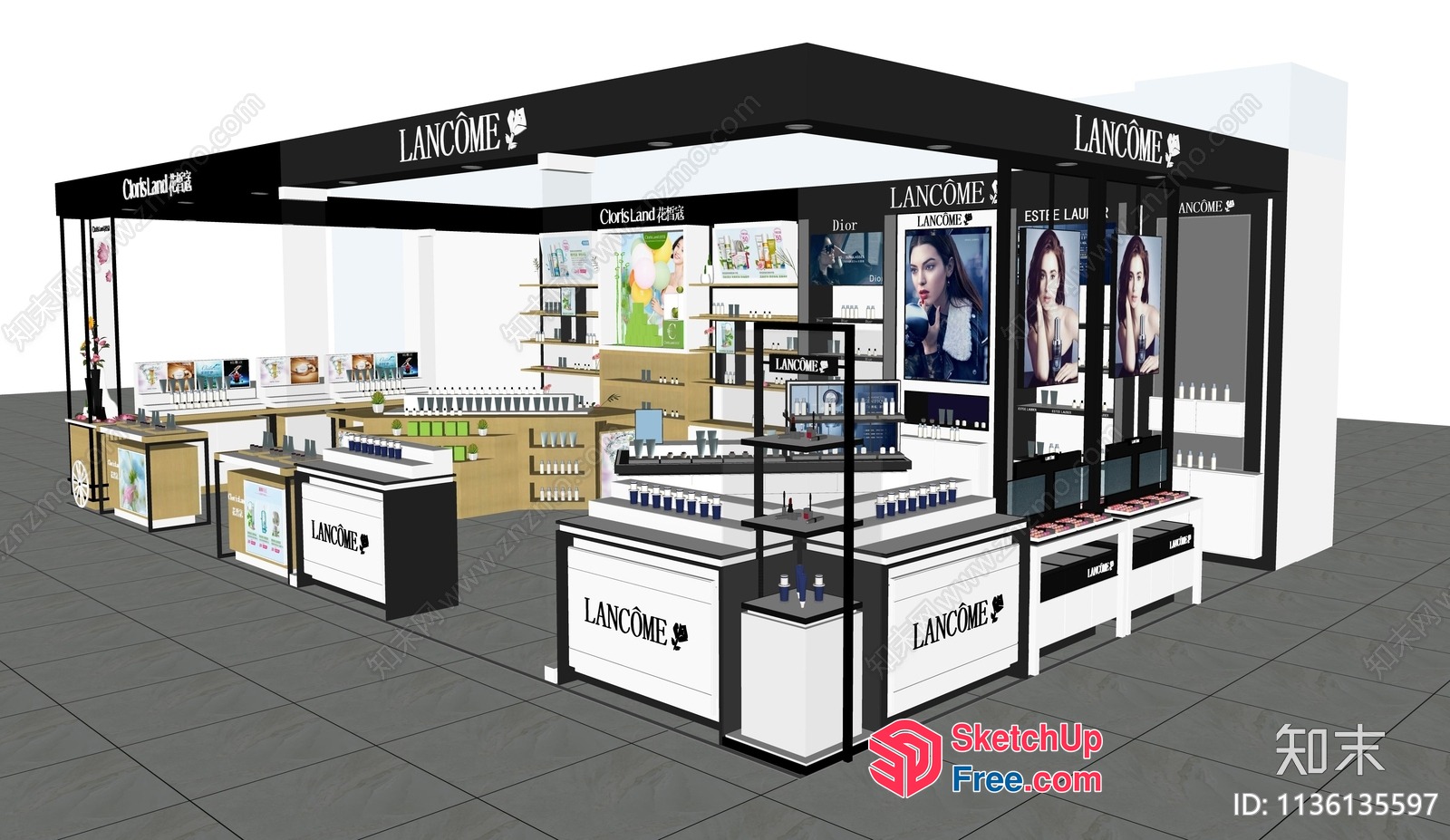 Modern Cosmetics Shop With Lancome Branding 3D SketchUp File