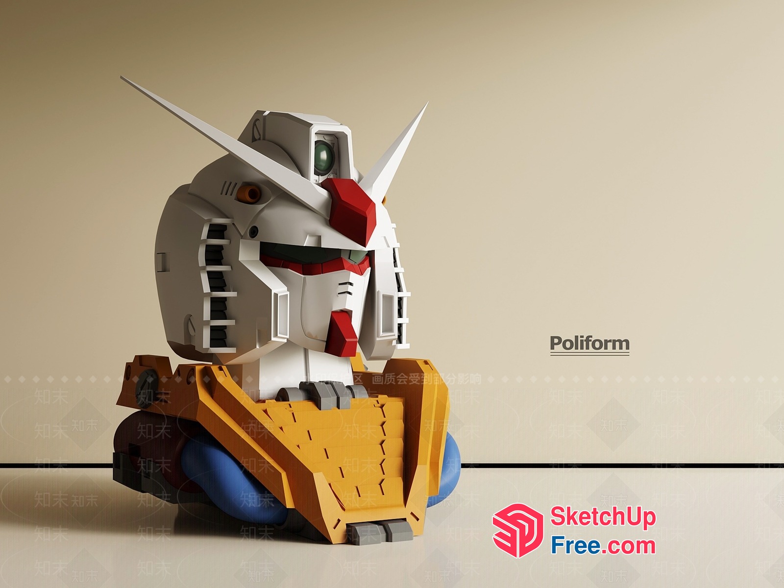 Gundam Head Bust 3D SketchUp File