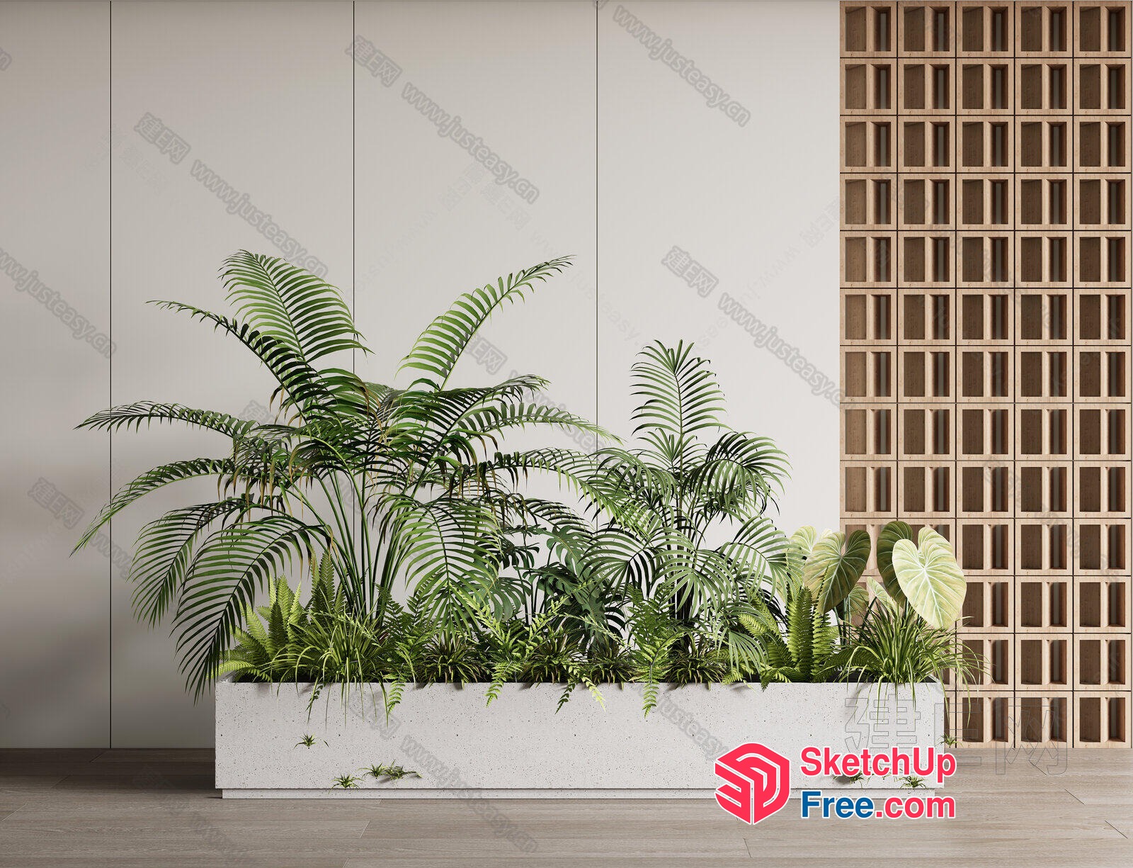 Elegant And Modern Tropical Plant Display 3D SketchUp File