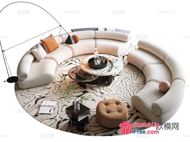 Modern Minimalist Living Room Furniture 3D SketchUp File