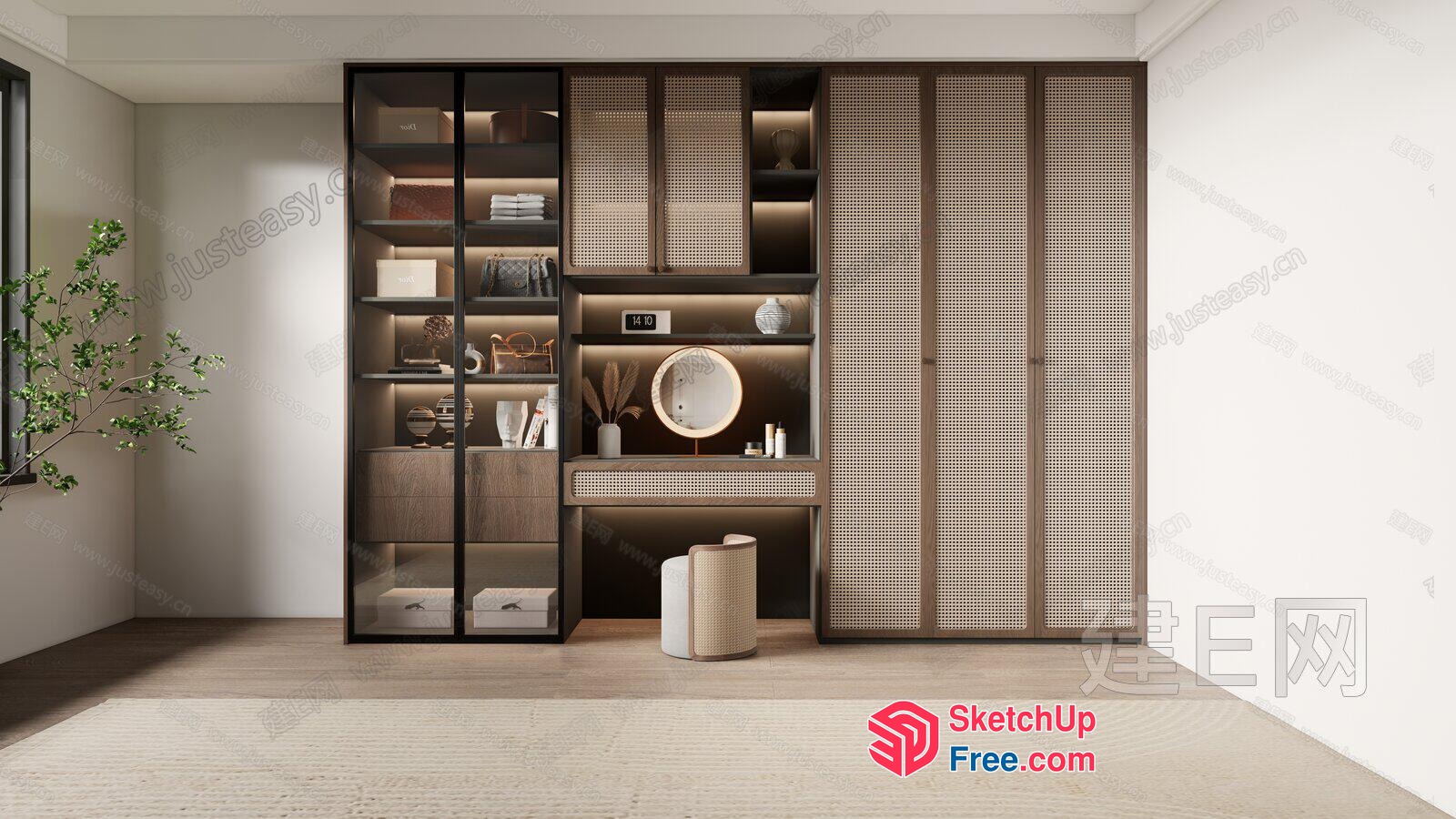 Modern Minimalist Shelving Unit With Ambient Lighting 3D SketchUp File