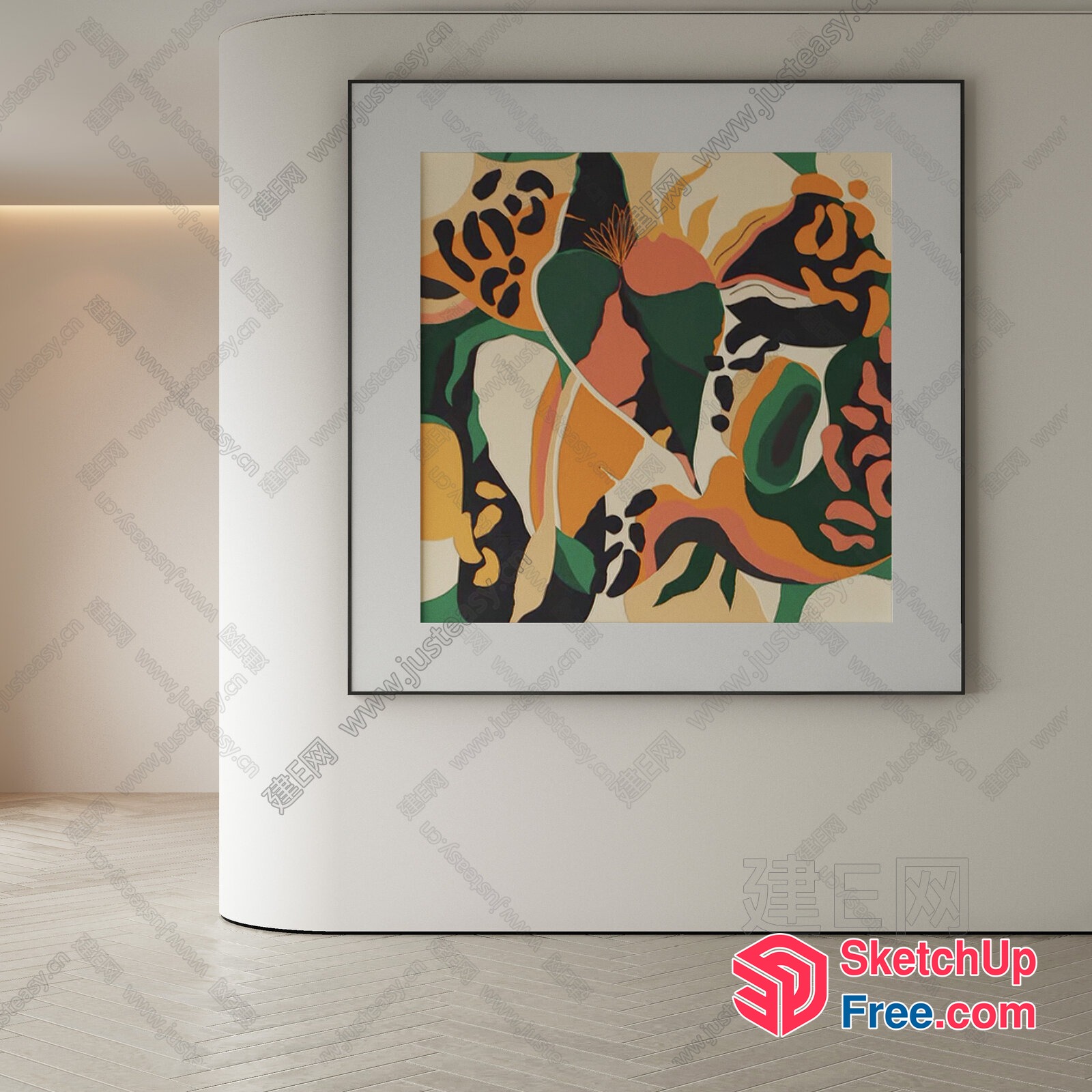 Vibrant Floral Abstract Artwork In Bold Colors 3D SketchUp File
