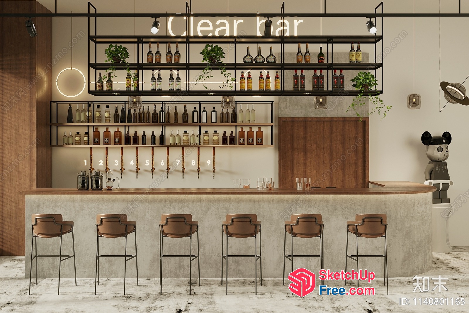 Elegant Modern Bar Interior Design 3D SketchUp File