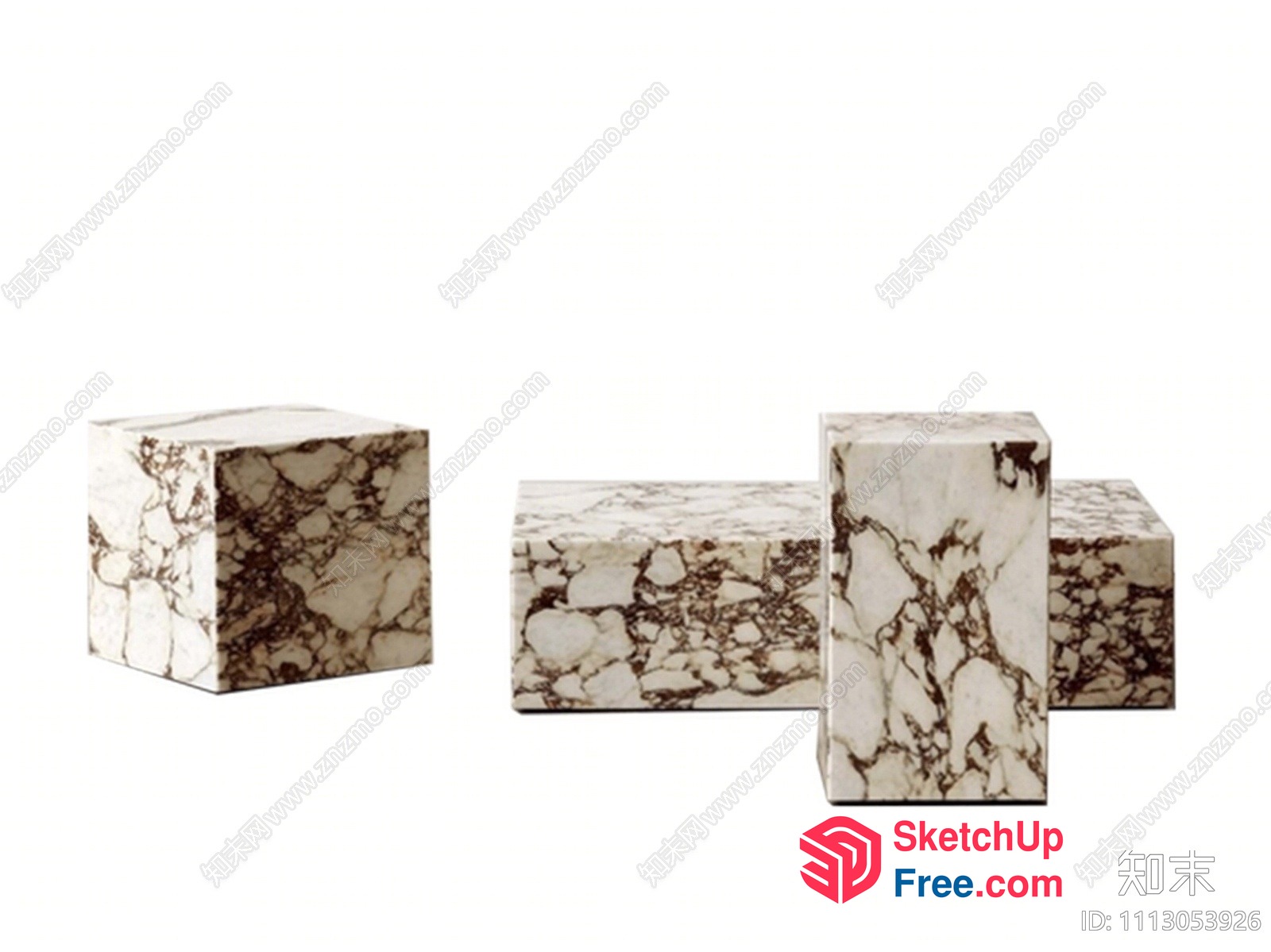 White Marble Stool Set 3D SketchUp File