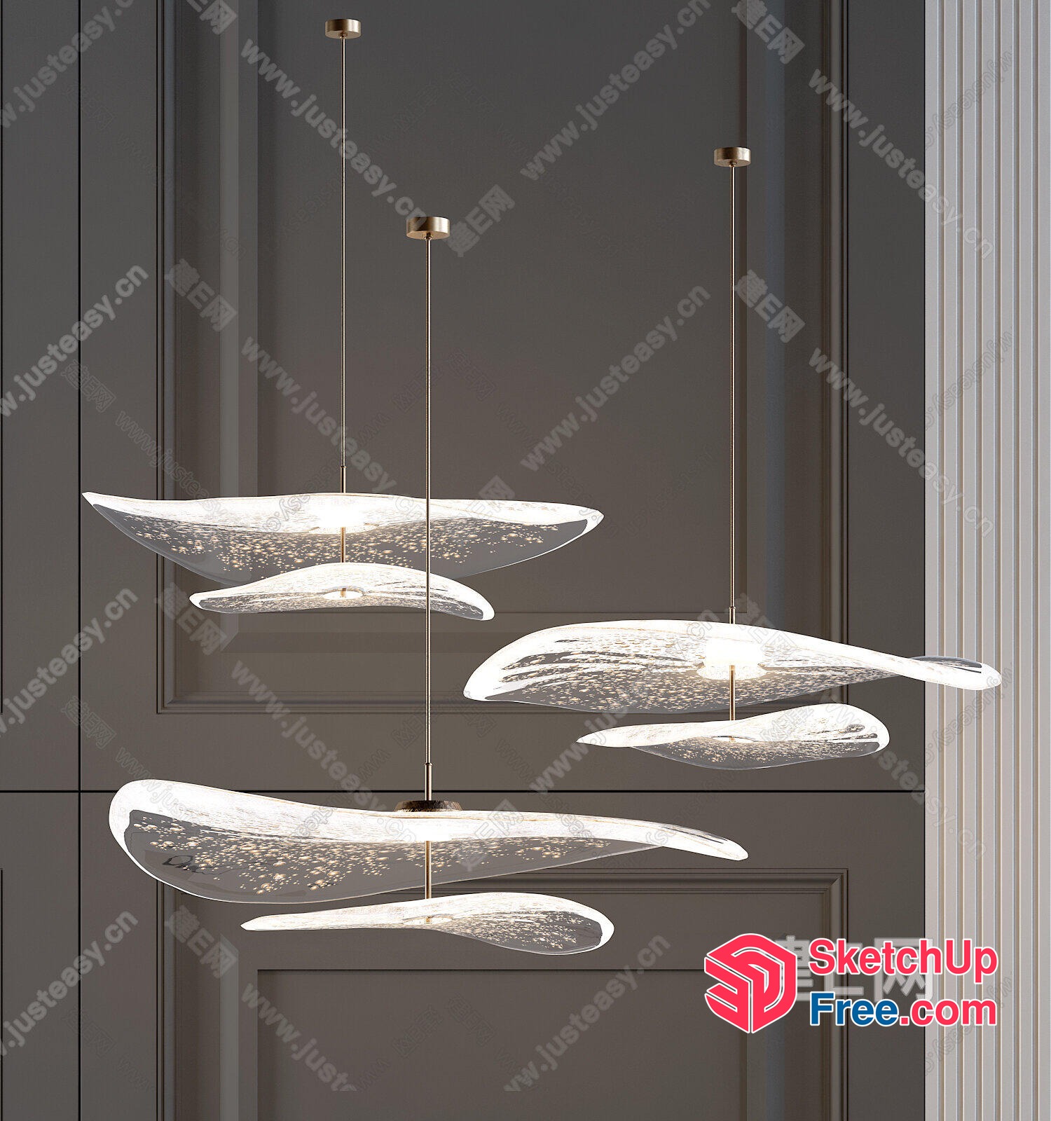 Elegant Modern Glass Light Fixtures 3D SketchUp File
