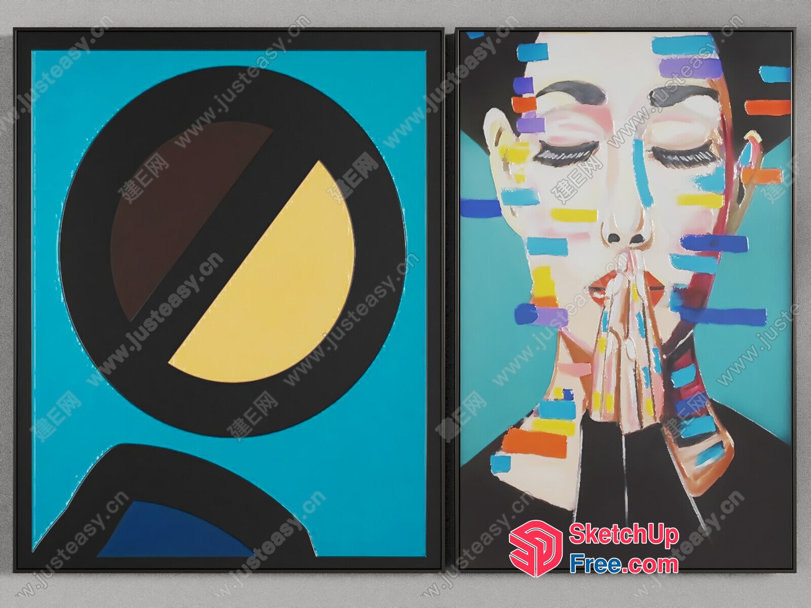 Modern Artwork Of Woman With Vibrant Colors 3D SketchUp File