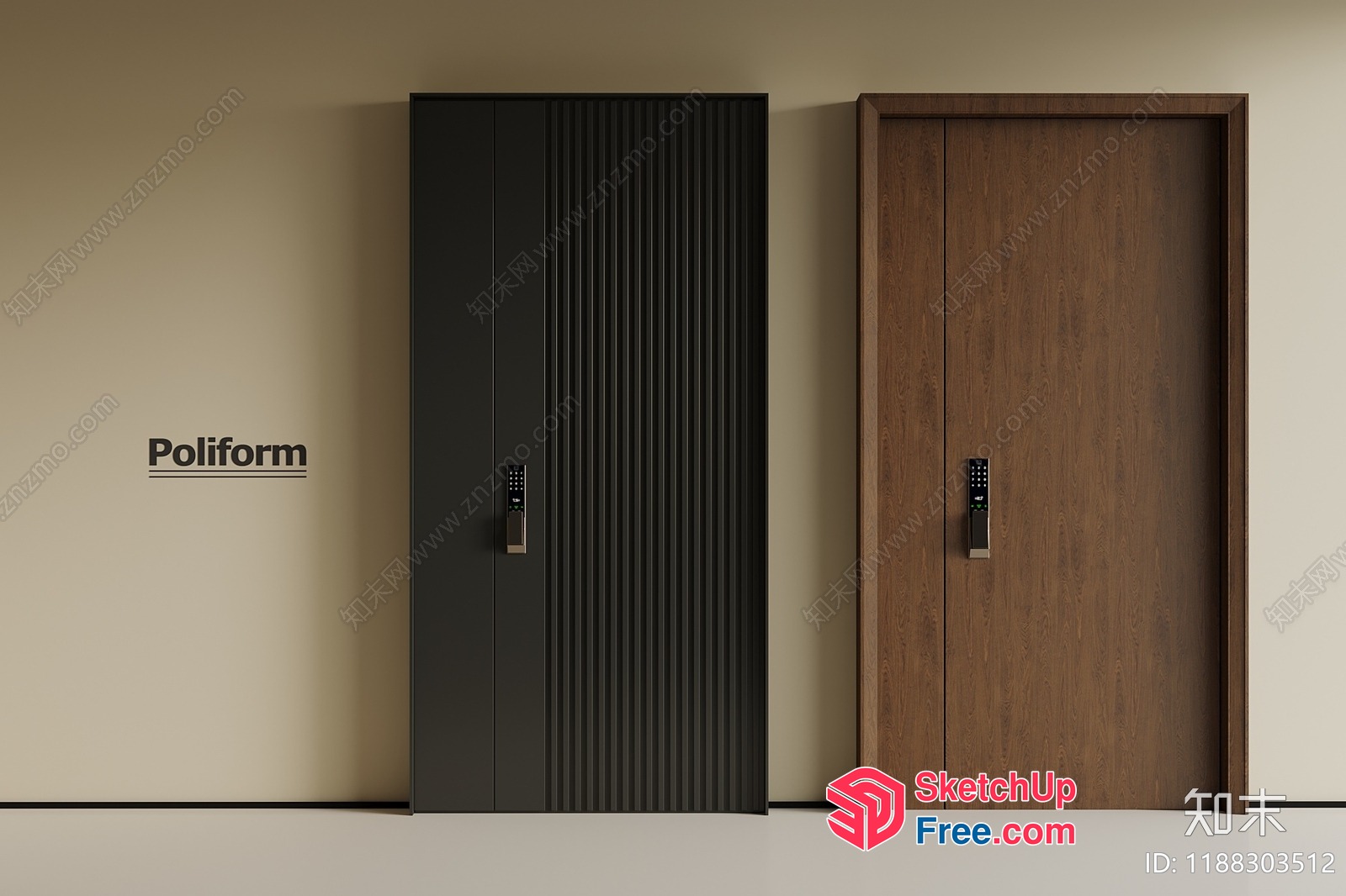 Modern Doors With Unique Hardware 3D SketchUp File