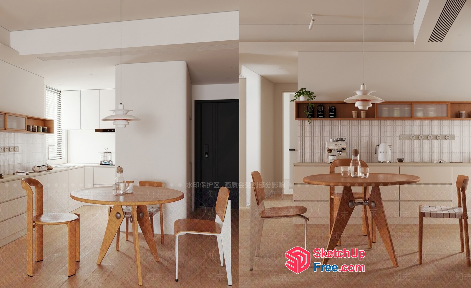 Modern Minimalist Scandinavian Style Dining Room 3D SketchUp File