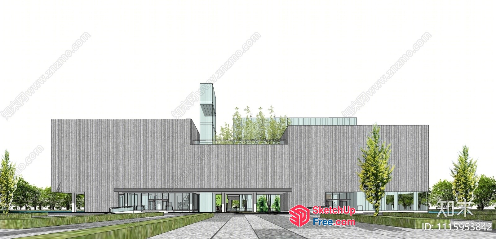 Modern Contemporary Office Building Exterior Design 3D SketchUp File