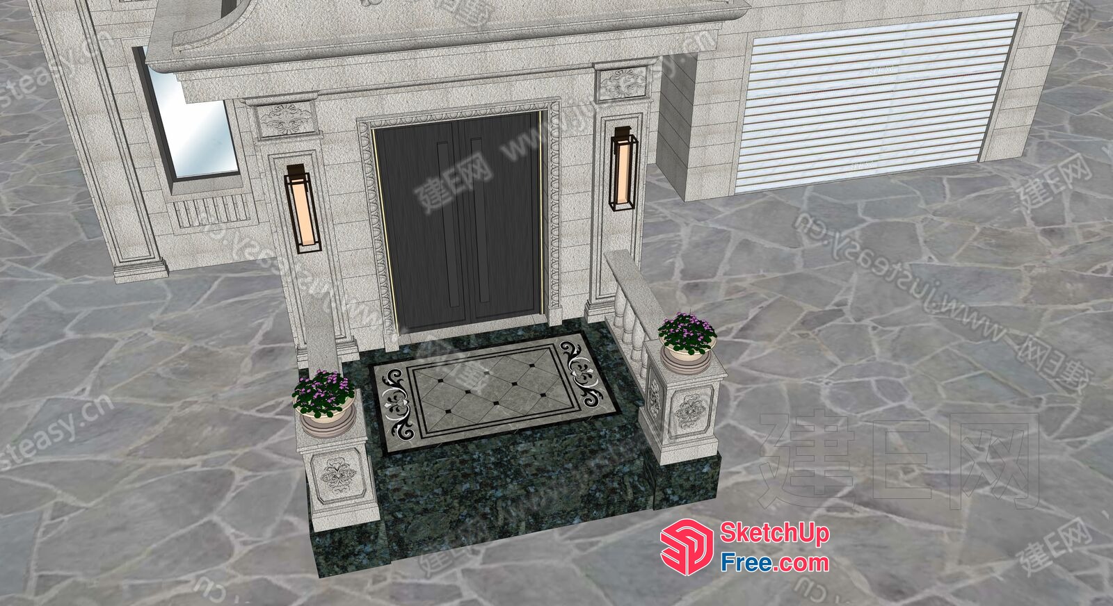 Luxurious European Style Villa Entrance 3D SketchUp File