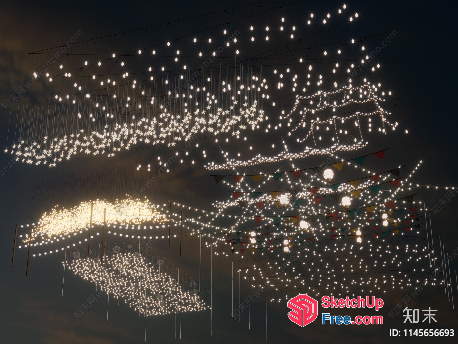 Vibrant Night Market Decor 3D SketchUp File