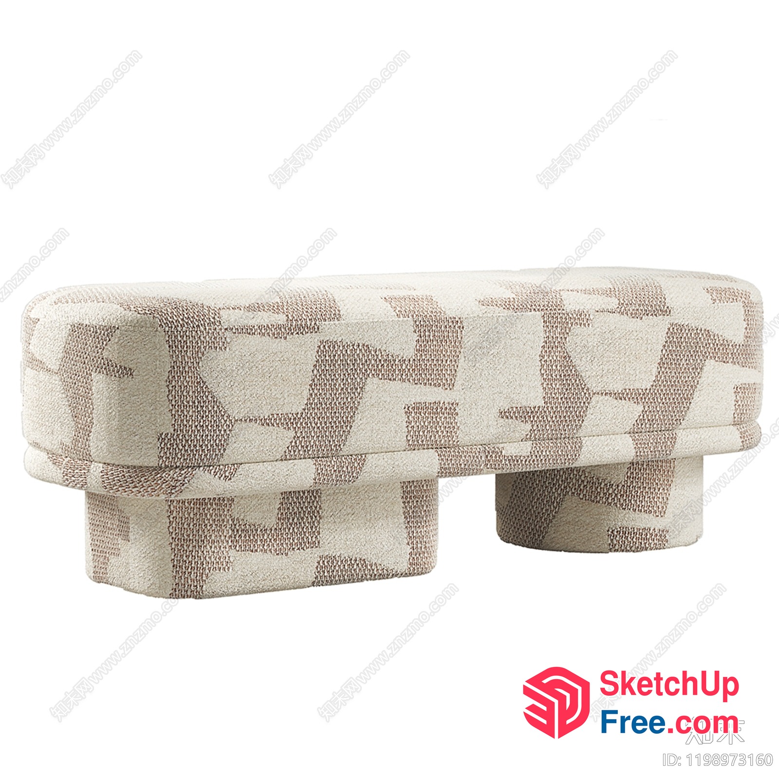 Modern Cream And Brown Patterned Furniture Set 3D SketchUp File