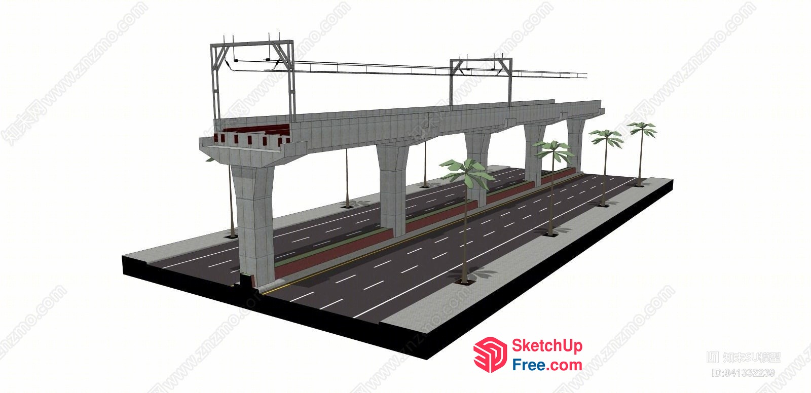Elevated Highway And Overpass Structure 3D SketchUp File