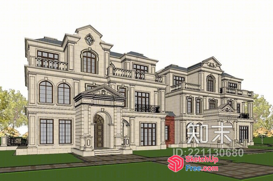 Ornate Mansion Exterior 3D SketchUp File
