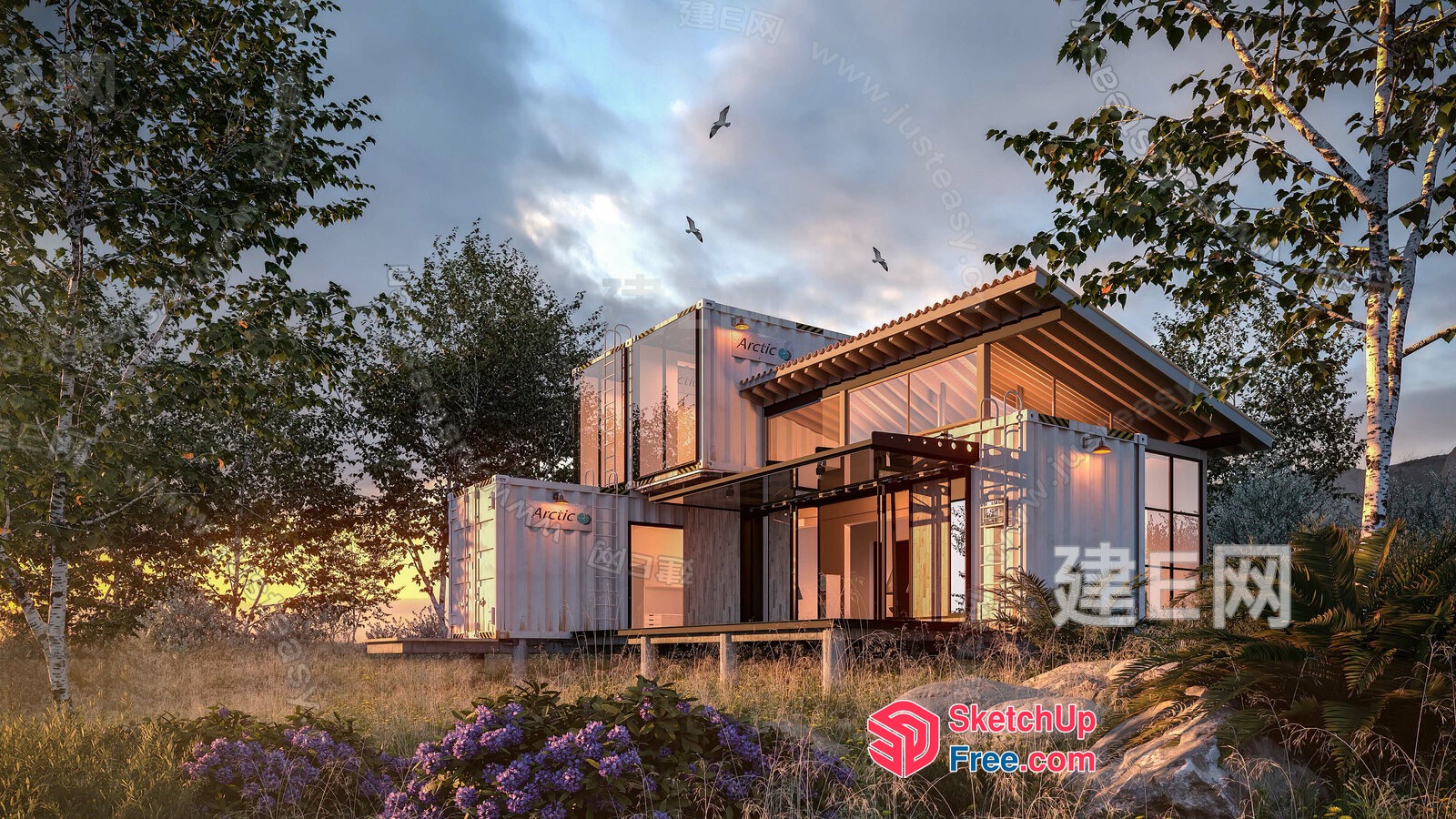 Modern Shipping Container Home Exterior 3D SketchUp File