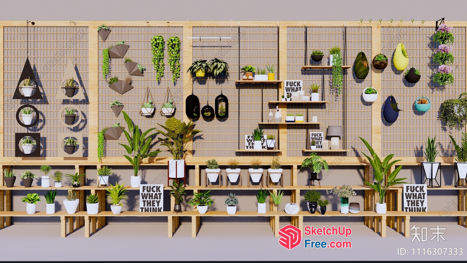 Decorative Wall Shelves With Potted Plants 3D SketchUp File