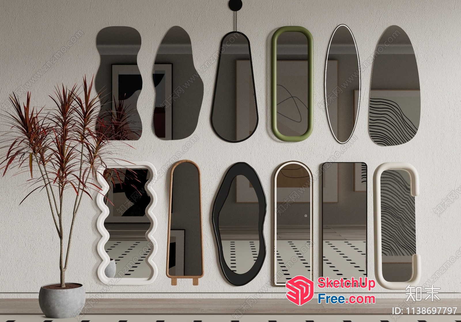 Modern Contemporary Wall Mirrors 3D SketchUp File