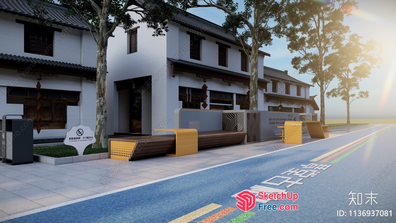 A Commercial Street With A Unique Blend Of Traditional And Modern Architecture 3D SketchUp File
