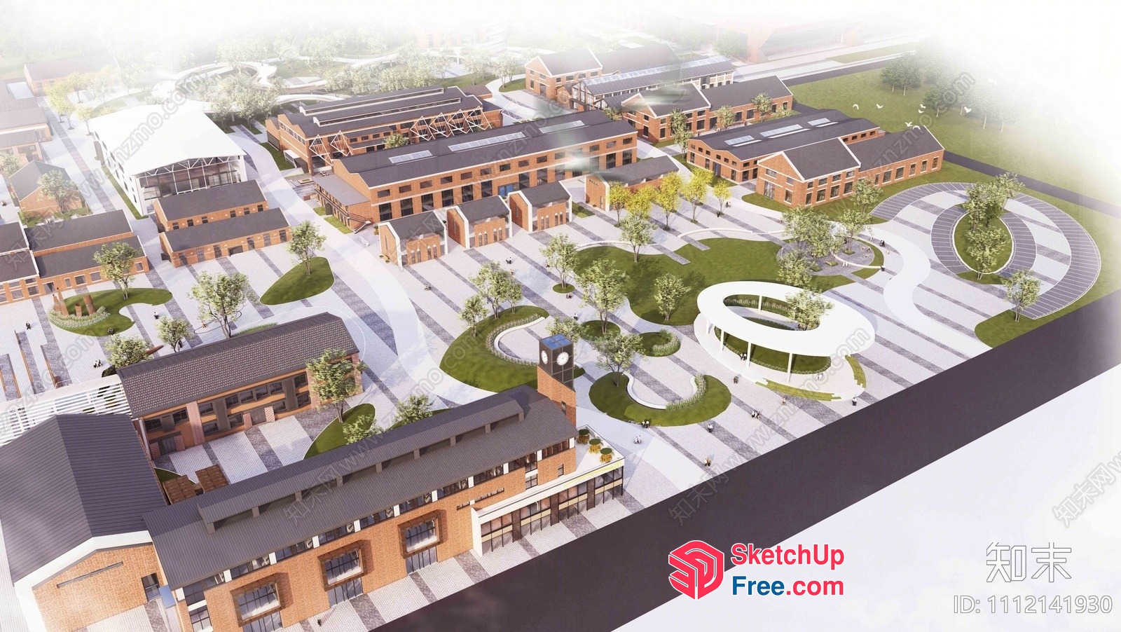 Modern Industrial Park Design 3D SketchUp File