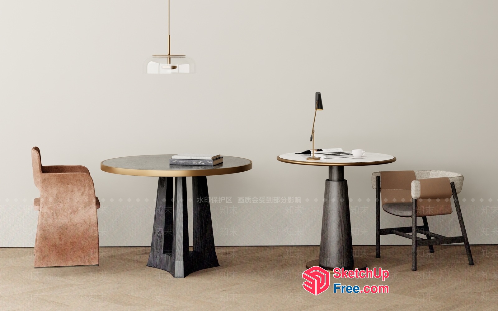 Minimalist Furniture Arrangement In Natural Colors 3D SketchUp File