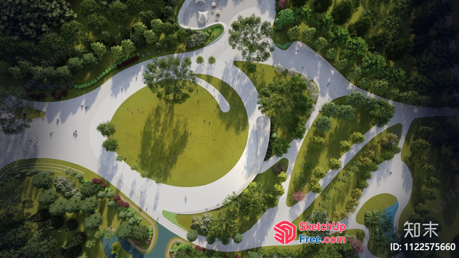 Serpentine Pathways Through A Lush Park 3D SketchUp File